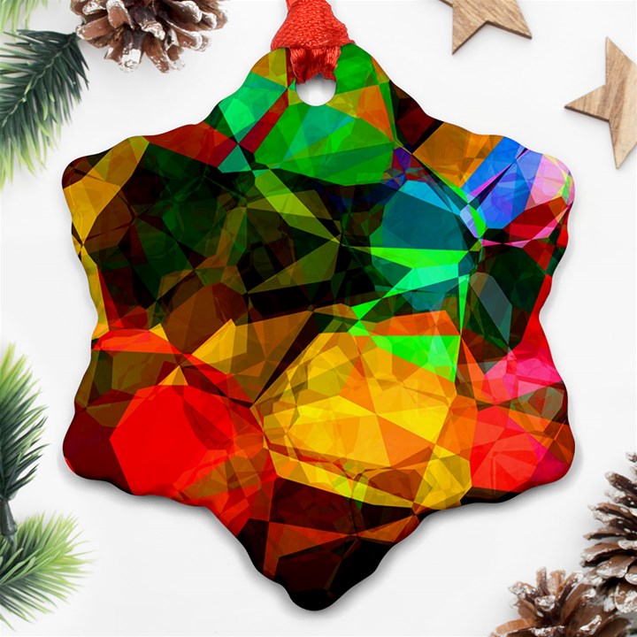 Color Abstract Polygon Snowflake Ornament (Two Sides)