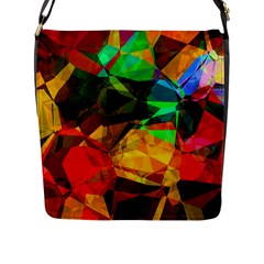 Color Abstract Polygon Flap Closure Messenger Bag (l)