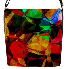 Color Abstract Polygon Flap Closure Messenger Bag (s)