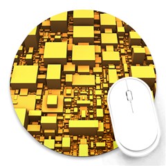 Cubes Grid Geometric 3d Square Round Mousepads by HermanTelo