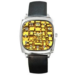 Cubes Grid Geometric 3d Square Square Metal Watch