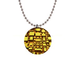 Cubes Grid Geometric 3d Square 1  Button Necklace by HermanTelo