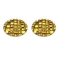 Cubes Grid Geometric 3d Square Cufflinks (oval)