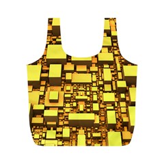 Cubes Grid Geometric 3d Square Full Print Recycle Bag (m)