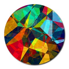 Color Abstract Polygon Background Round Mousepads