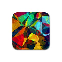 Color Abstract Polygon Background Rubber Square Coaster (4 pack) 