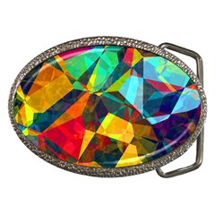 Color Abstract Polygon Background Belt Buckles