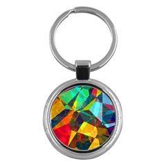 Color Abstract Polygon Background Key Chain (Round)