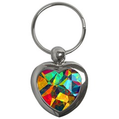 Color Abstract Polygon Background Key Chain (Heart)