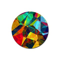 Color Abstract Polygon Background Rubber Round Coaster (4 pack) 