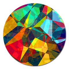 Color Abstract Polygon Background Magnet 5  (Round)