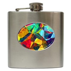 Color Abstract Polygon Background Hip Flask (6 oz)