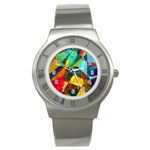 Color Abstract Polygon Background Stainless Steel Watch Front