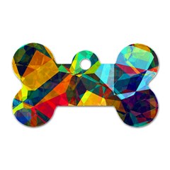 Color Abstract Polygon Background Dog Tag Bone (One Side)