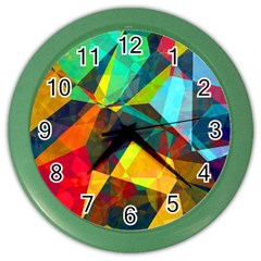 Color Abstract Polygon Background Color Wall Clock