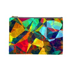 Color Abstract Polygon Background Cosmetic Bag (Large)