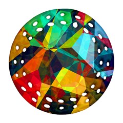 Color Abstract Polygon Background Round Filigree Ornament (Two Sides)