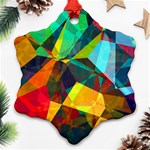 Color Abstract Polygon Background Snowflake Ornament (Two Sides) Front