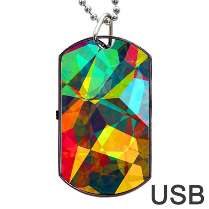 Color Abstract Polygon Background Dog Tag USB Flash (Two Sides)