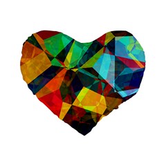 Color Abstract Polygon Background Standard 16  Premium Flano Heart Shape Cushions