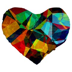 Color Abstract Polygon Background Large 19  Premium Flano Heart Shape Cushions