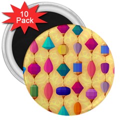 Colorful Background Stones Jewels 3  Magnets (10 Pack)  by HermanTelo