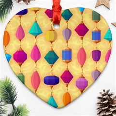 Colorful Background Stones Jewels Heart Ornament (two Sides)