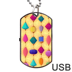 Colorful Background Stones Jewels Dog Tag Usb Flash (two Sides) by HermanTelo