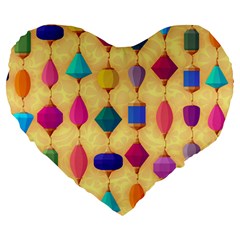 Colorful Background Stones Jewels Large 19  Premium Heart Shape Cushions