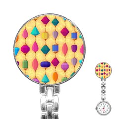 Colorful Background Stones Jewels Stainless Steel Nurses Watch by HermanTelo