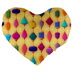 Colorful Background Stones Jewels Large 19  Premium Flano Heart Shape Cushions