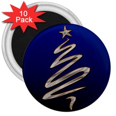 Christmas Tree Grey Blue 3  Magnets (10 Pack)  by HermanTelo