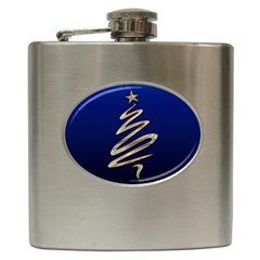 Christmas Tree Grey Blue Hip Flask (6 Oz) by HermanTelo