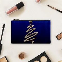 Christmas Tree Grey Blue Cosmetic Bag (small) by HermanTelo