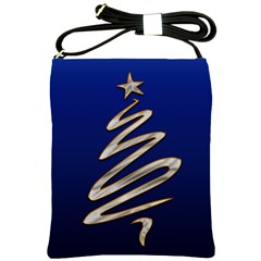 Christmas Tree Grey Blue Shoulder Sling Bag by HermanTelo