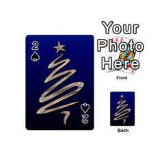 Christmas Tree Grey Blue Playing Cards Double Sided (mini)