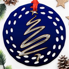 Christmas Tree Grey Blue Ornament (round Filigree)