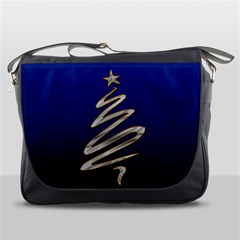 Christmas Tree Grey Blue Messenger Bag by HermanTelo