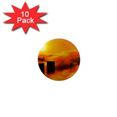 City Sun Clouds Smog Sky Yellow 1  Mini Magnet (10 Pack)  by HermanTelo