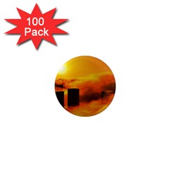 City Sun Clouds Smog Sky Yellow 1  Mini Magnets (100 Pack)  by HermanTelo