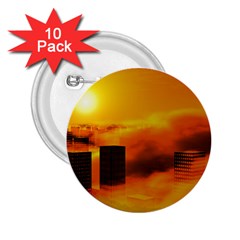 City Sun Clouds Smog Sky Yellow 2 25  Buttons (10 Pack) 