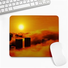 City Sun Clouds Smog Sky Yellow Large Mousepads by HermanTelo