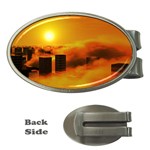 City Sun Clouds Smog Sky Yellow Money Clips (Oval)  Front