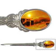 City Sun Clouds Smog Sky Yellow Letter Opener by HermanTelo