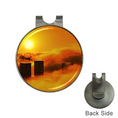 City Sun Clouds Smog Sky Yellow Hat Clips With Golf Markers by HermanTelo