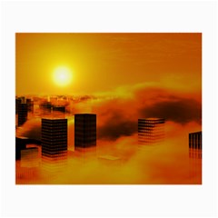 City Sun Clouds Smog Sky Yellow Small Glasses Cloth by HermanTelo