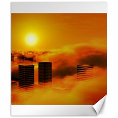 City Sun Clouds Smog Sky Yellow Canvas 8  X 10  by HermanTelo