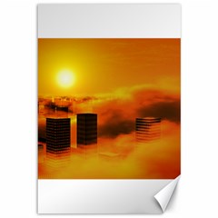 City Sun Clouds Smog Sky Yellow Canvas 12  X 18  by HermanTelo