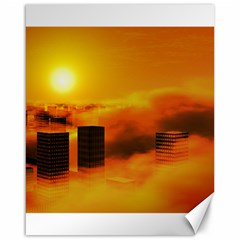 City Sun Clouds Smog Sky Yellow Canvas 16  X 20 