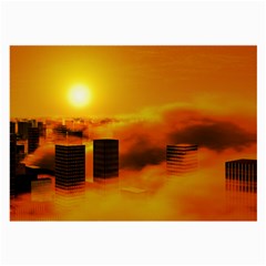 City Sun Clouds Smog Sky Yellow Large Glasses Cloth (2 Sides)